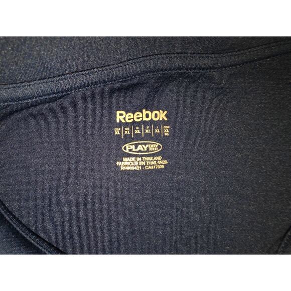 Reebok Play Dry Polo Mens Size XL Navy Blue with white trim - Picture 3 of 5